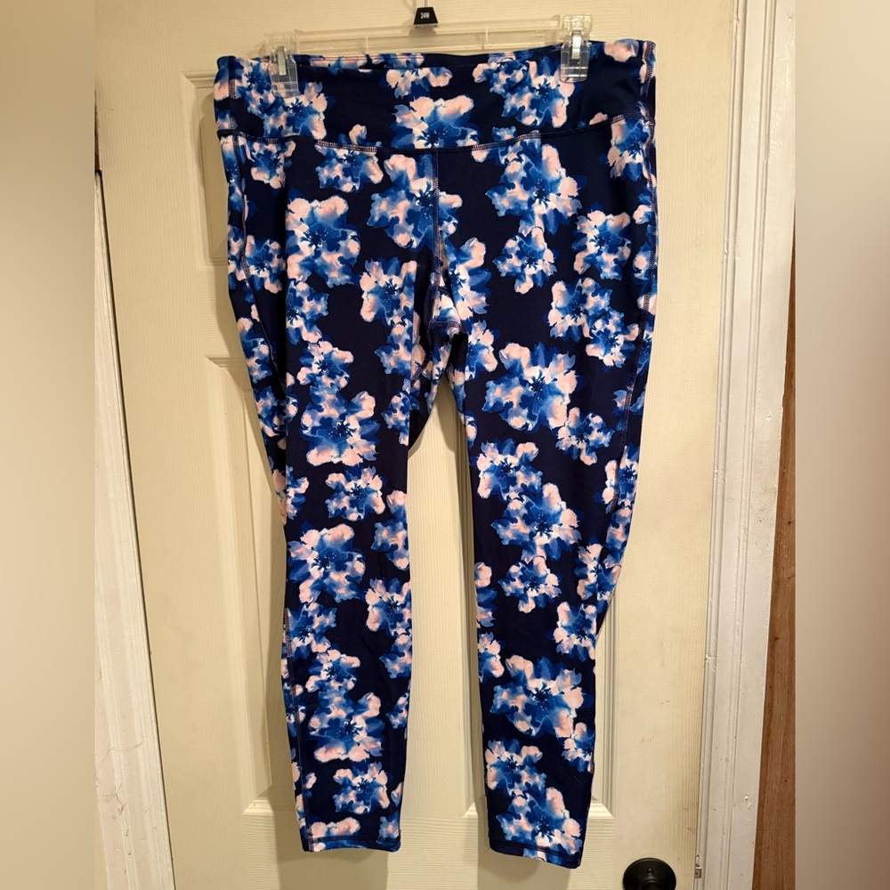 Old Navy Blue and Pink Floral Leggings